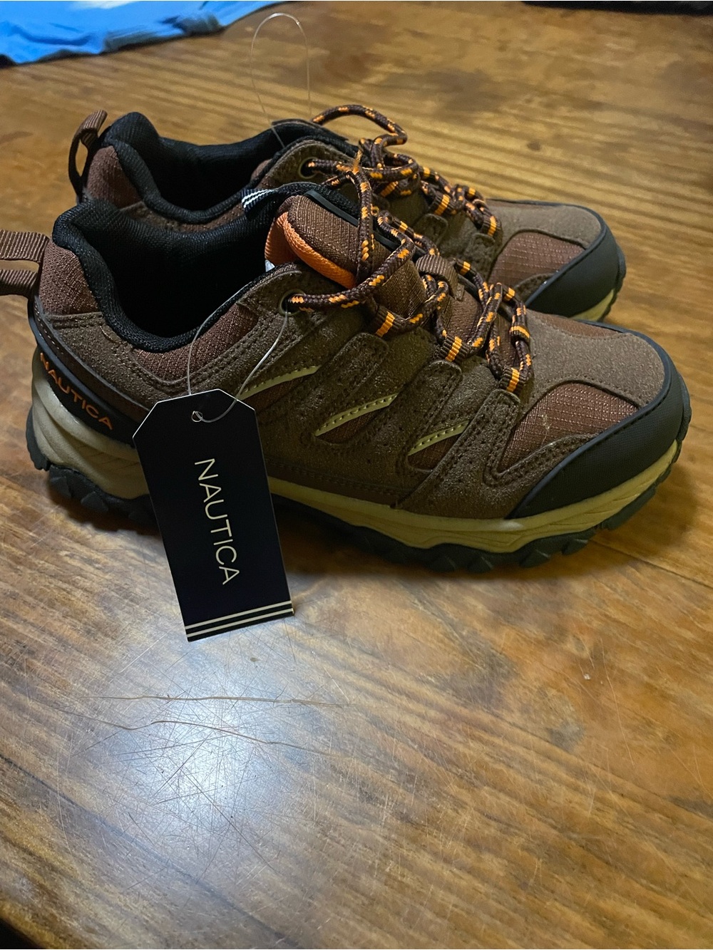 NWT Nautica kids size 2 Brown & Orange Trail Sneakers outdoors